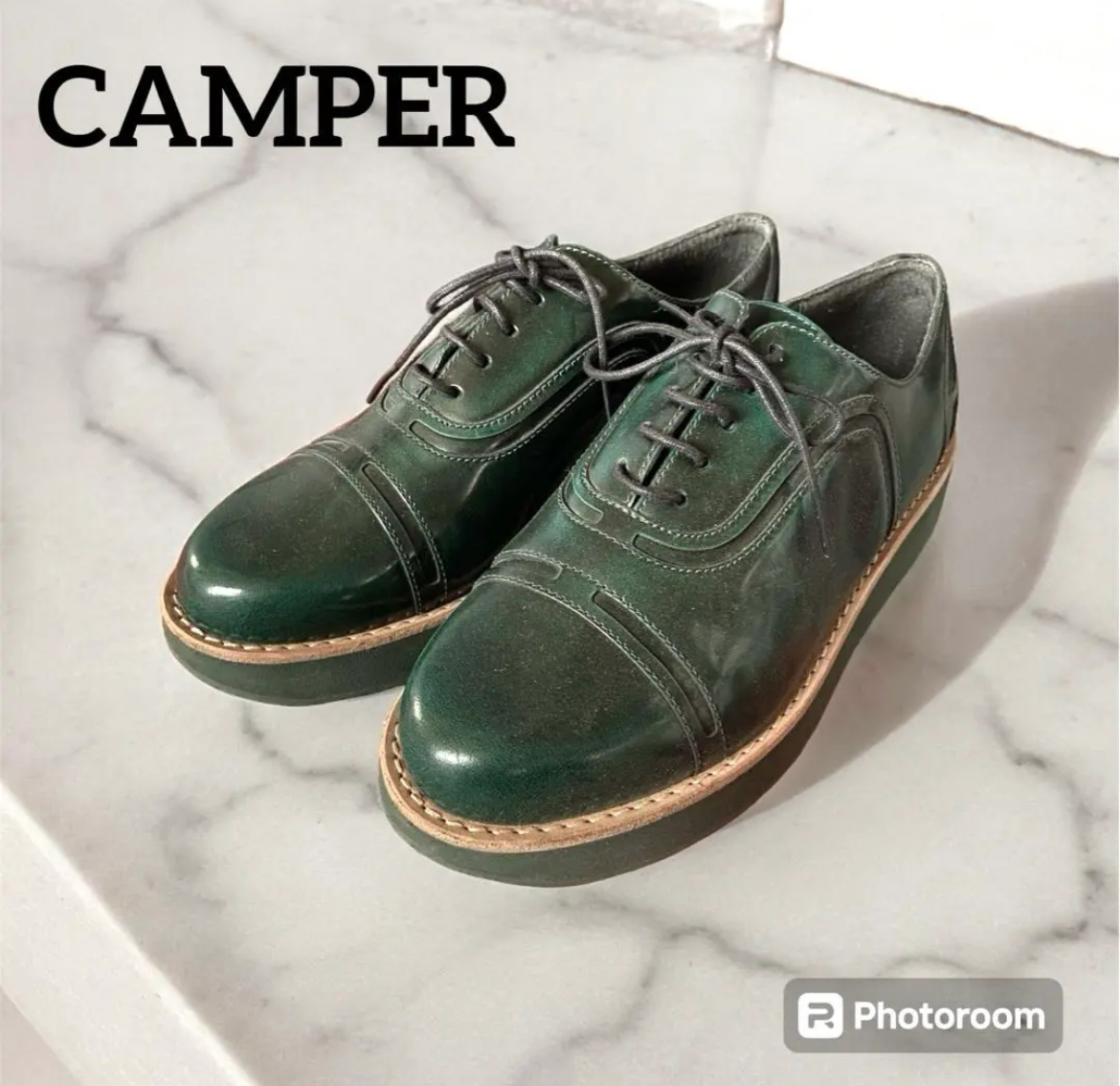 大治町　美品　カンペール　CAMPER ドレスシューズ　レザー　グリーン　23　リサイクルショップ　買取　シンプー