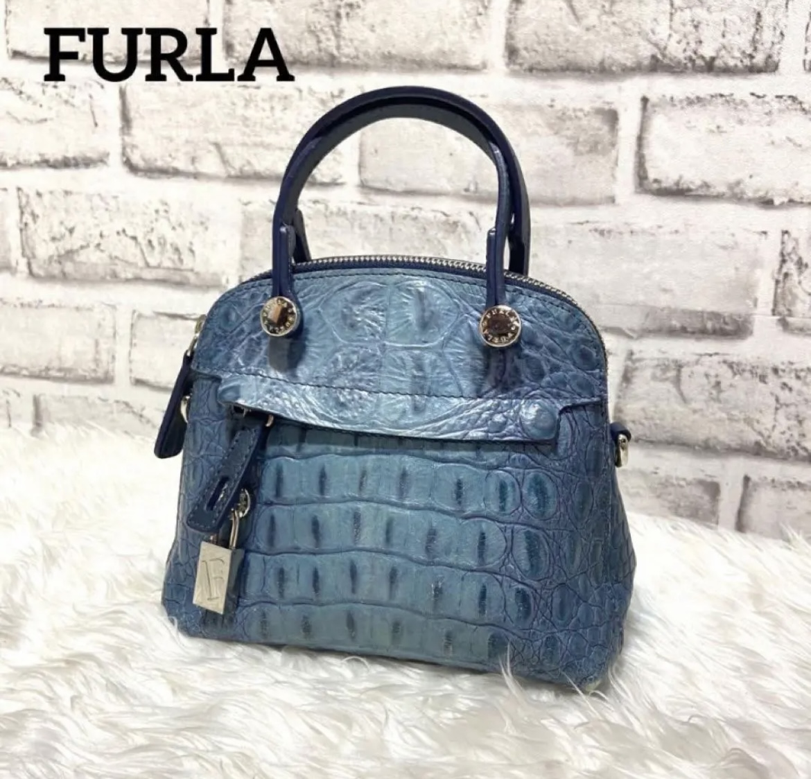 大治町　FURLA フルラ　クロコダイル型押し　ショルダーバッグ　ハンドバッグ　リサイクルショップ　シンプー　買取