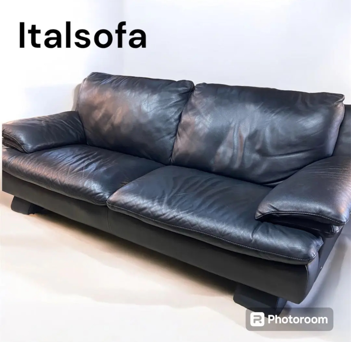 大治町　Italsofa イタルソファ　レザー　ブラック　高級　2〜3人　リサイクルショップ　買取　シンプー