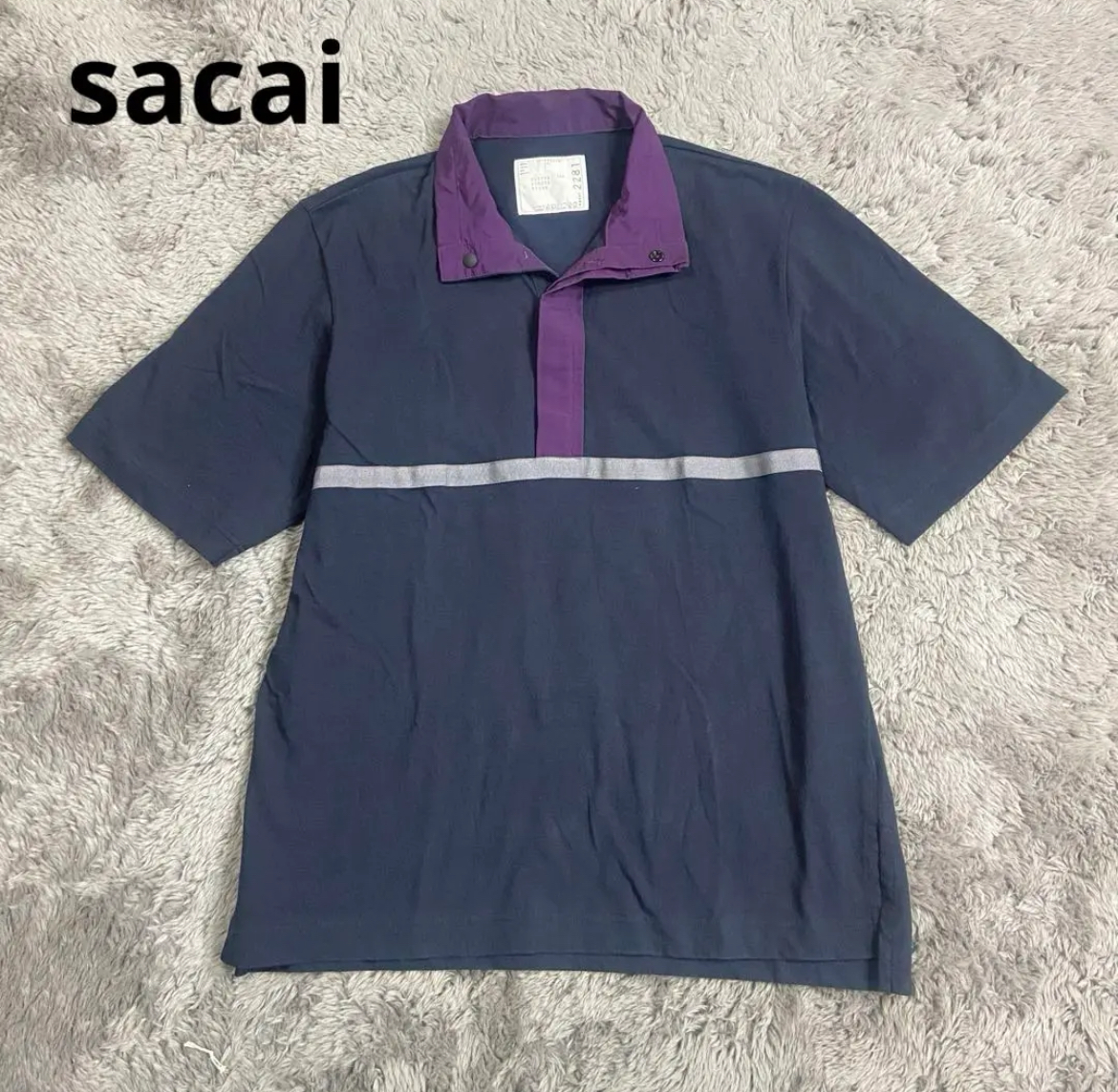 大治町　sacai サカイ　20SS 切り替え ハイネック ポロシャツメンズ　M リサイクルショップ　買取　シンプー