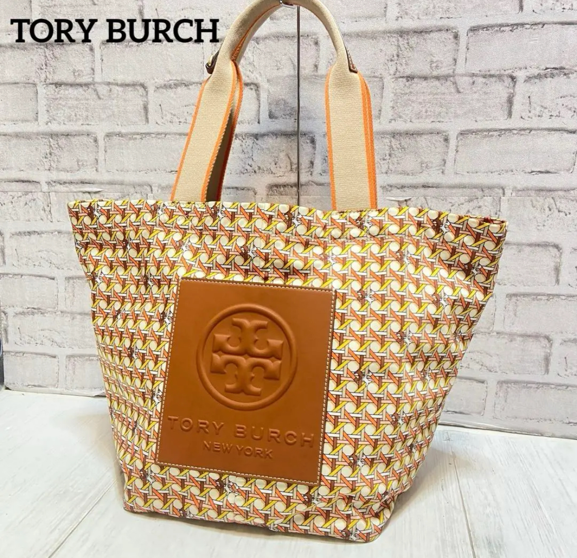 名古屋　中村区　トリーバーチ　トートバッグ オレンジ系 マルチカラー　リサイクルショップ　買取　シンプー