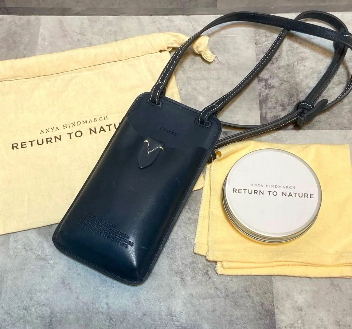 名古屋　中村区　ANYA HINDMARCH アニヤハインドマーチ　スマホポーチ レザー　リサイクルショップ　買取　シンプー