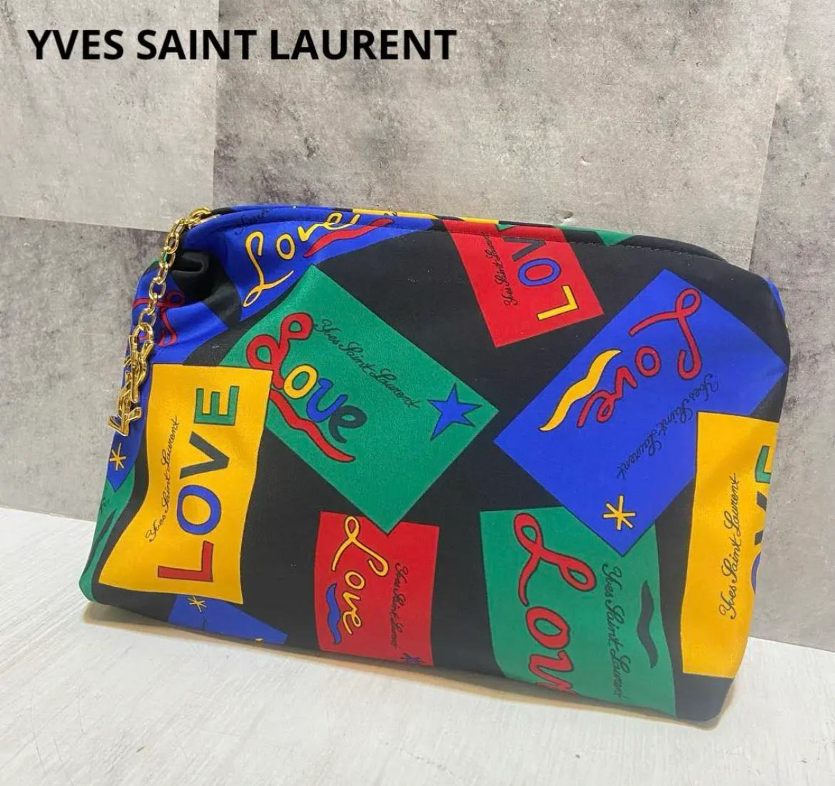 名古屋　中村区　イヴ サンローラン YSL LOVE柄　ポーチ　マルチカラー　リサイクルショップ　買取　シンプー