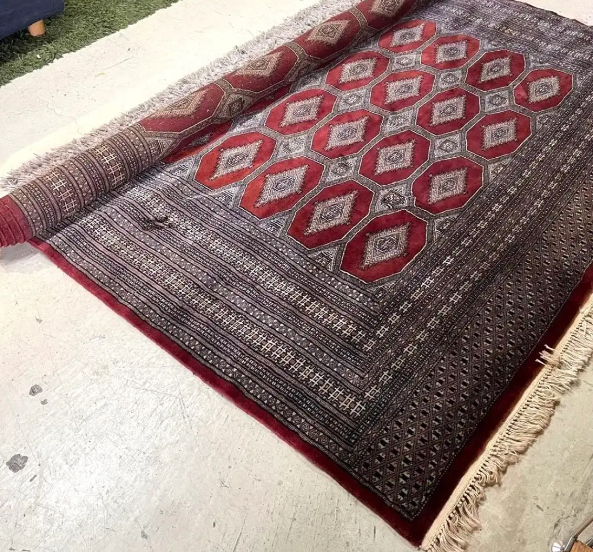 名古屋　中村区　絨毯　306cm×212cm フリンジ付き　ブラハ絨毯　ギュル文様　ヴィンテージ　リサイクルショップ　買取　シンプー