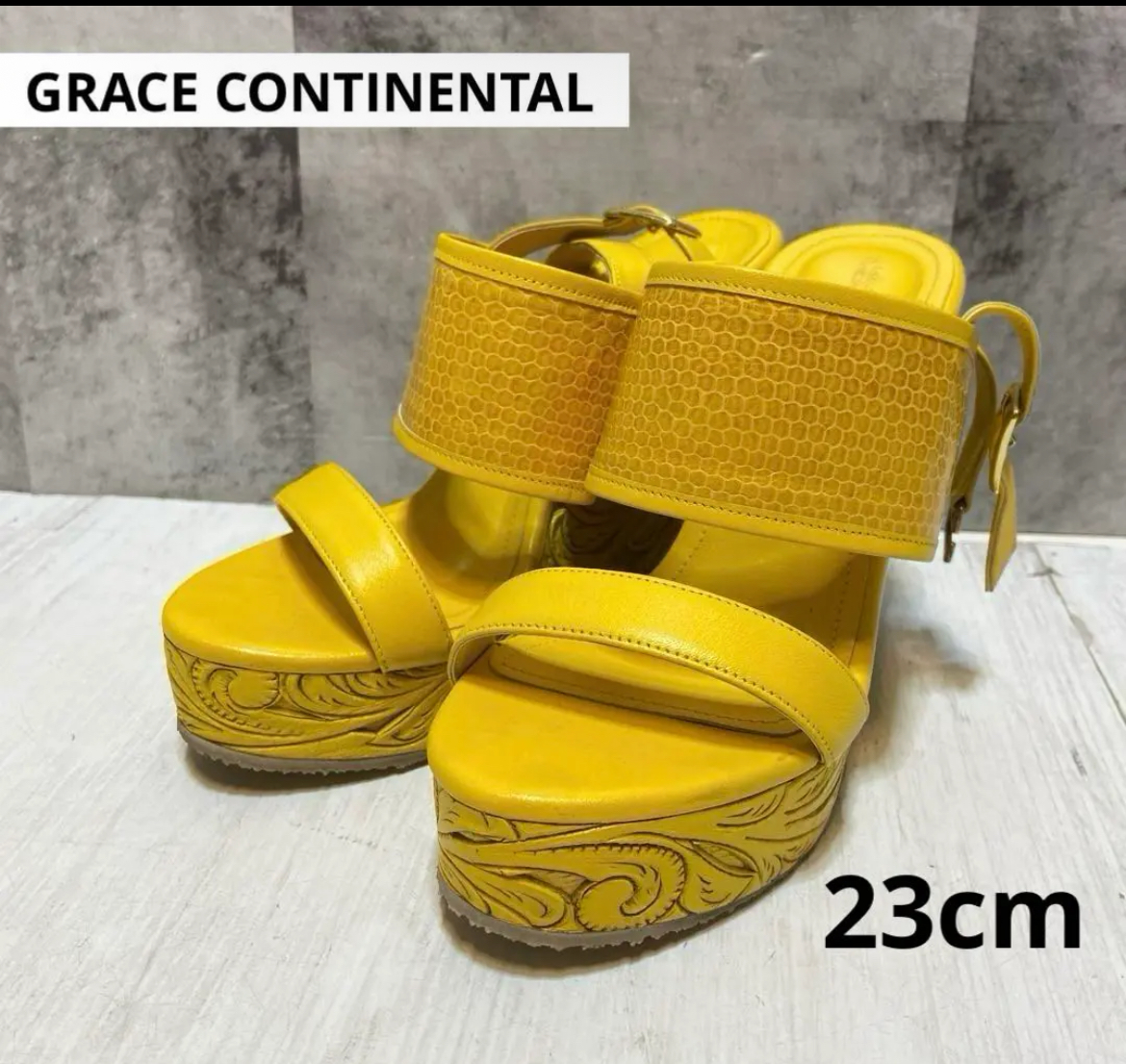 名古屋　中川区　グレースコンチネンタル　カービングスネークウェッジ　サンダル　23cm リサイクルショップ　買取　シンプー