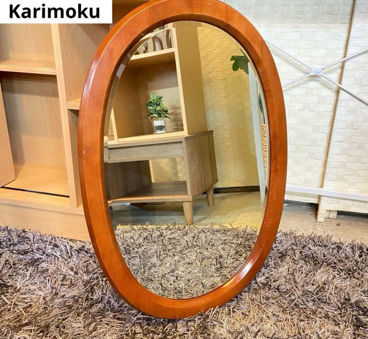 名古屋　西区　karimoku カリモク　ミラー　鏡　壁掛け　オーバル　アンティーク　リサイクルショップ　買取　シンプー