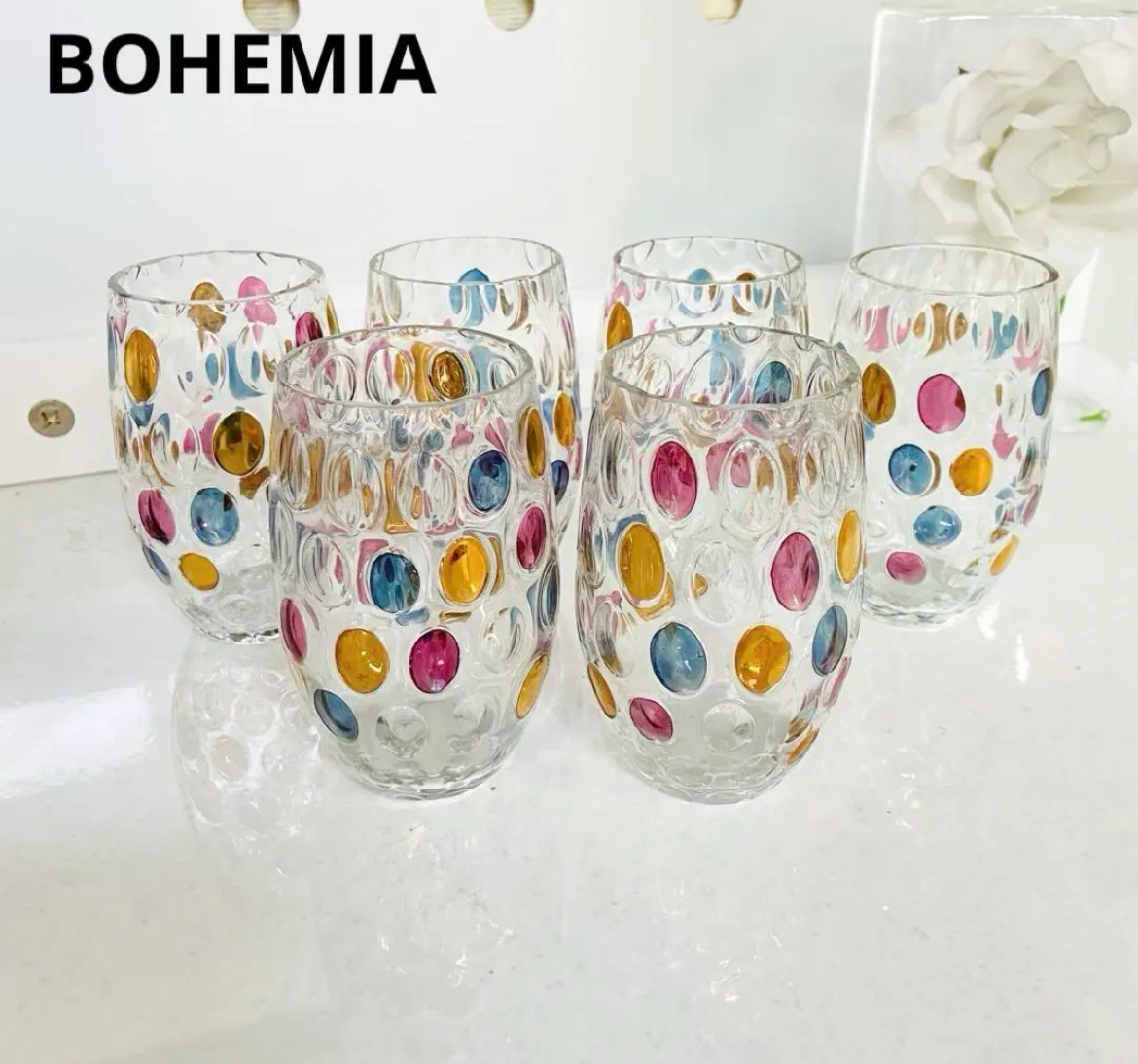 名古屋　西区　BOHEMIA ボヘミアクリスタル　ウォータードロップ タンブラー　６個セット　リサイクルショップ　買取　シンプー