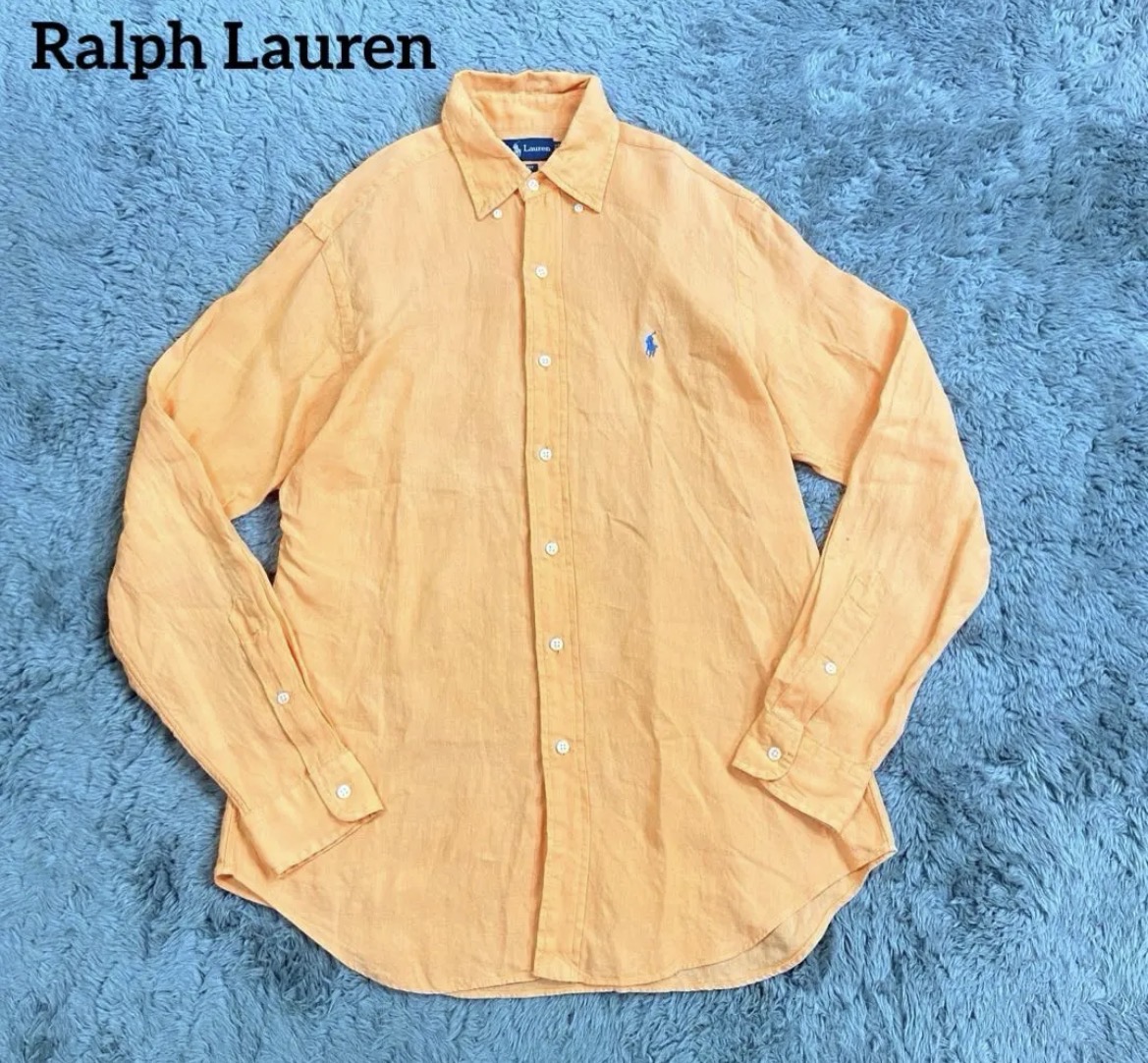 名古屋　中村区　Ralph Lauren ラルフローレン　メンズシャツ　リネン　オレンジ　リサイクルショップ　買取　シンプー