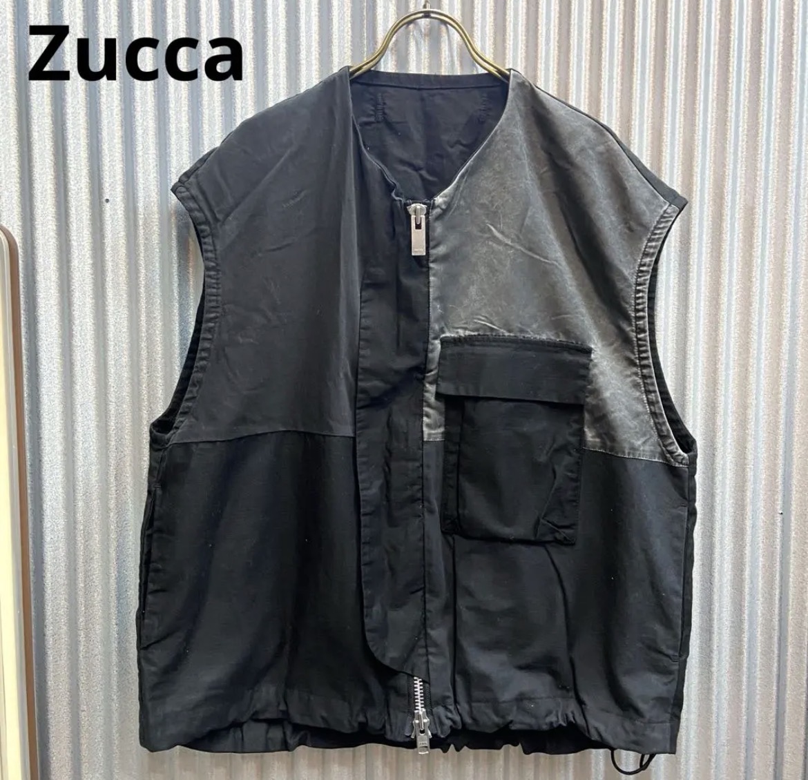 名古屋　清須　Zucca ズッカ　ミリタリーパッチワークベスト　ブラック　xs リサイクルショップ　買取　シンプー