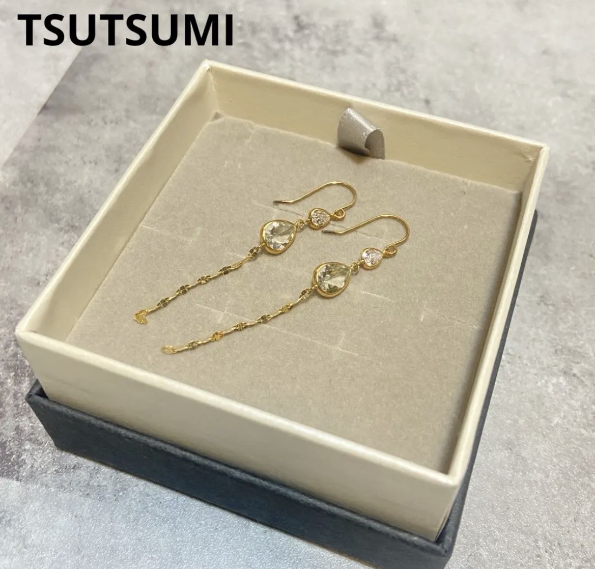 名古屋　北区　TSUTSUMI ツツミ　K10YG グリーンアメシスト　ピアス　リサイクルショップ　買取　シンプー