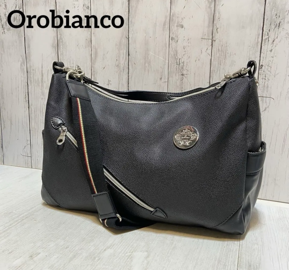 名古屋　南区　オロビアンコ　Orobianco⭐️レザー　ショルダーバッグ　2way ブラック　リサイクルショップ　買取　シンプー