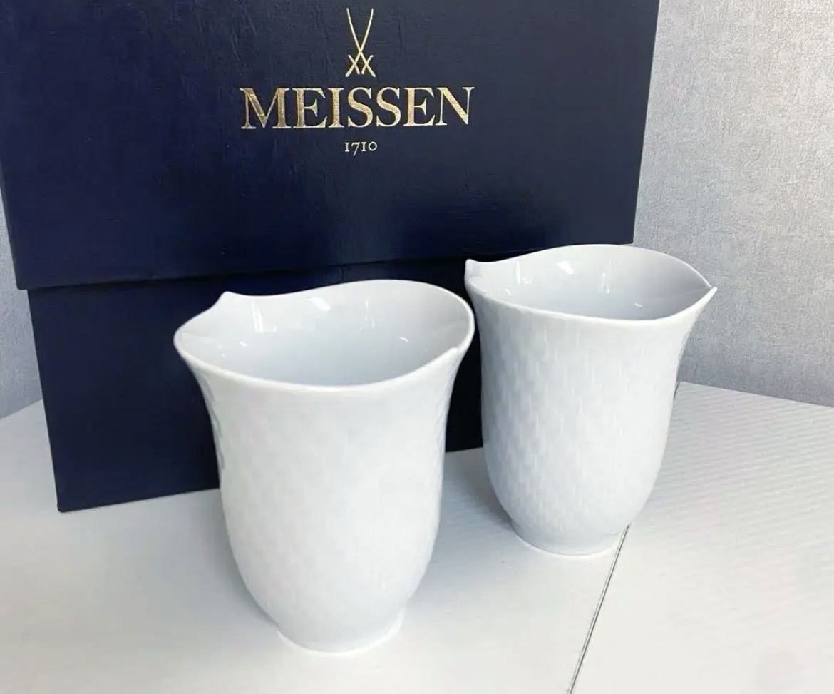 名古屋　港区　マイセン　MEISSEN　『波の戯れ』 ホワイト　ペアタンブラー　リサイクルショップ　買取　シンプー